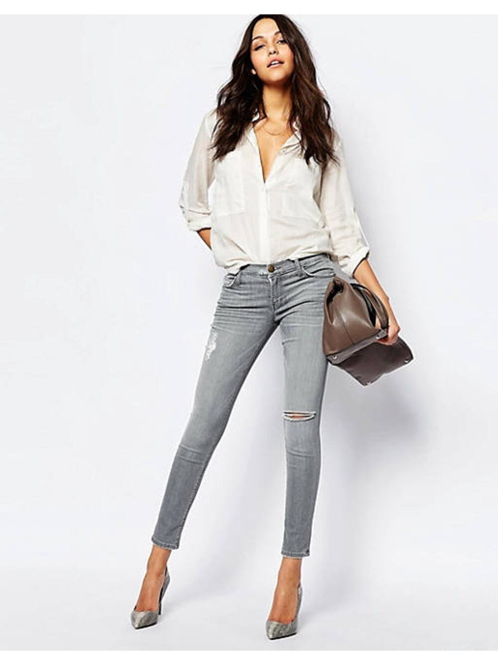 Current/Elliott Jeans Women's Size 26 Gray Distressed Ankle Skinny Jeans